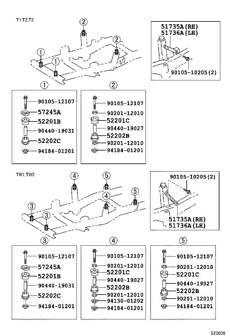 51736-25010 REINFORCEMENT, CAB REAR MOUNTING, LH product image