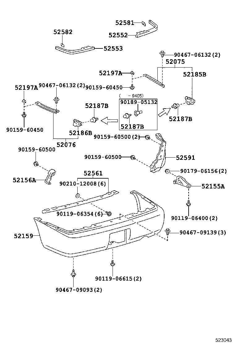 52159-13090-B3 COVER, REAR BUMPER product image