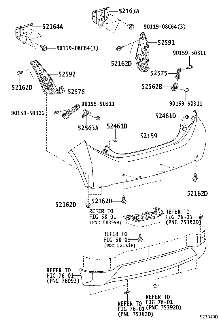 52016-52150 ARM SUB-ASSY, REAR BUMPER, LH product image