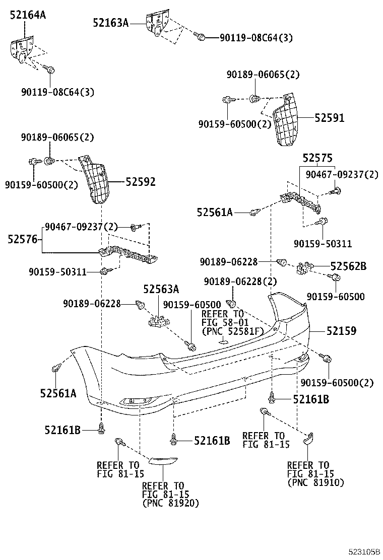 52575-12200 RETAINER, REAR BUMPER SIDE, RH product image