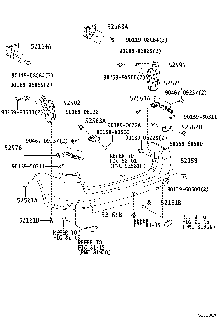52575-12200 RETAINER, REAR BUMPER SIDE, RH product image