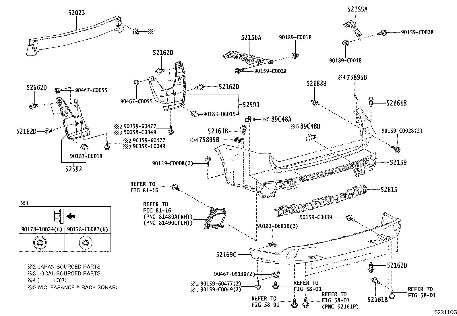 52155-0E080 SUPPORT, REAR BUMPER SIDE, RH product image