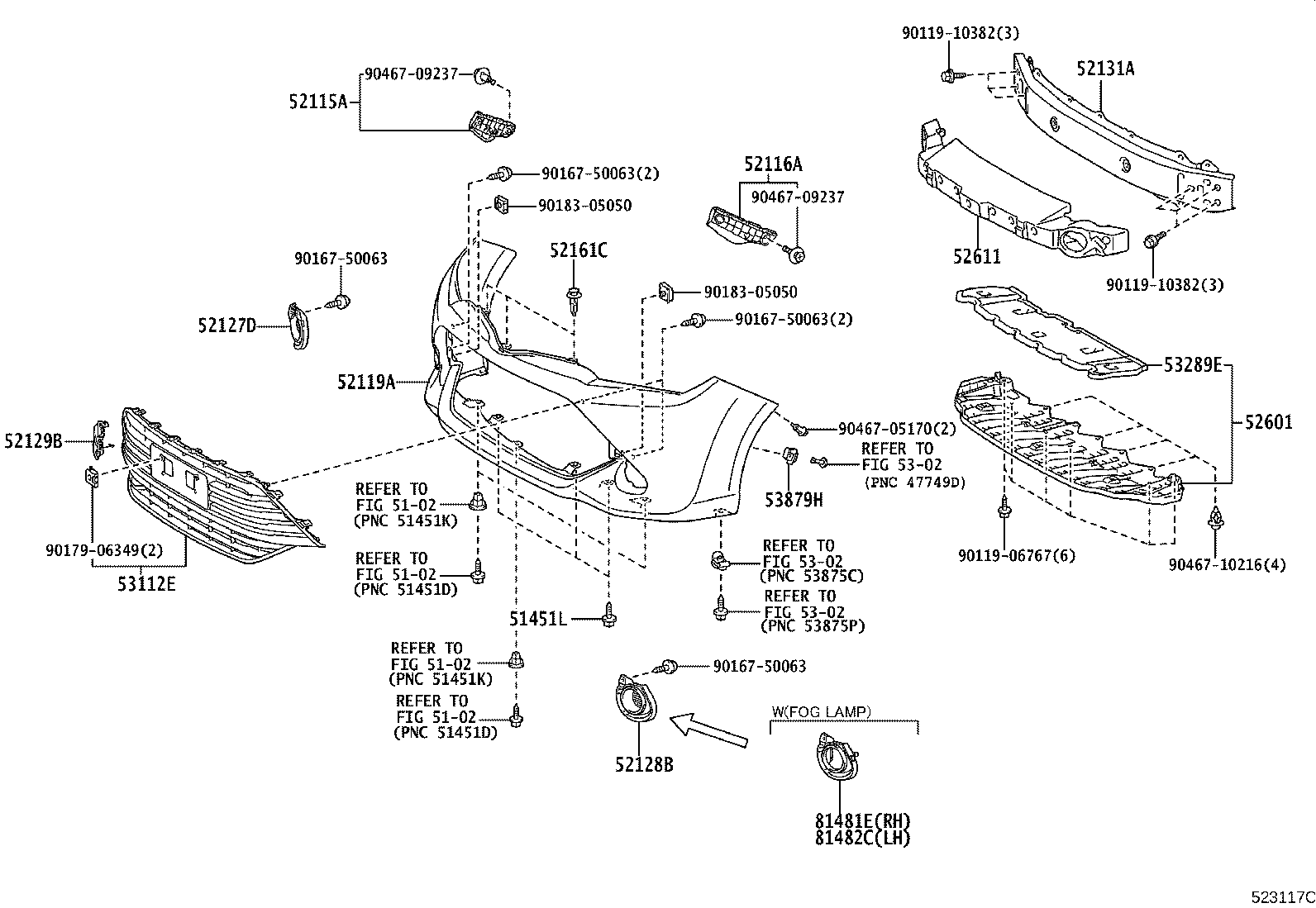 52128-12280 COVER, FRONT BUMPER HOLE, LH product image