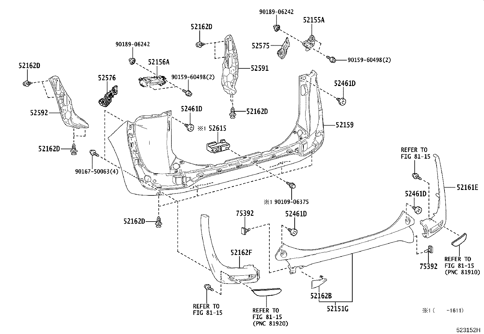 52151-52010 EXTENSION, REAR BUMPER product image