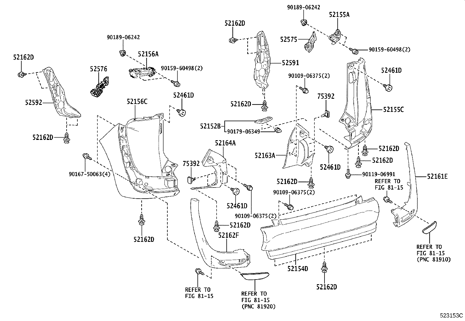 52165-52040 EXTENSION, REAR BUMPER, RH product image
