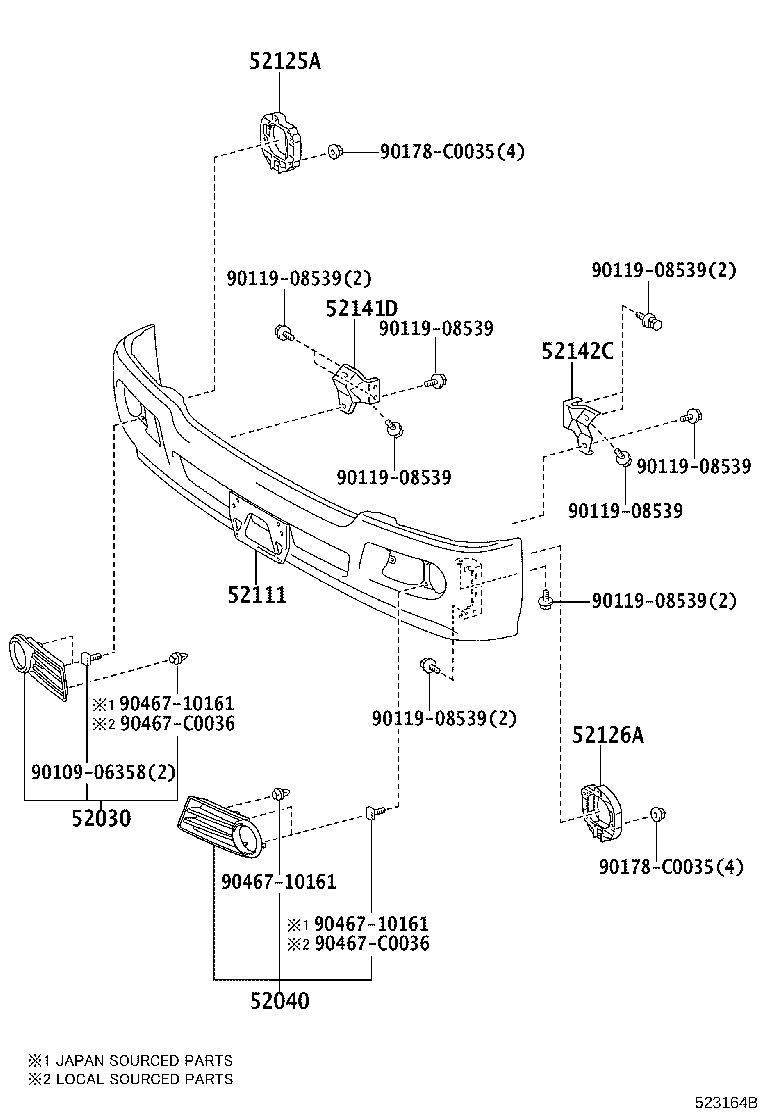52040-0S010 COVER ASSY, FRONT BUMPER HOLE, LH product image