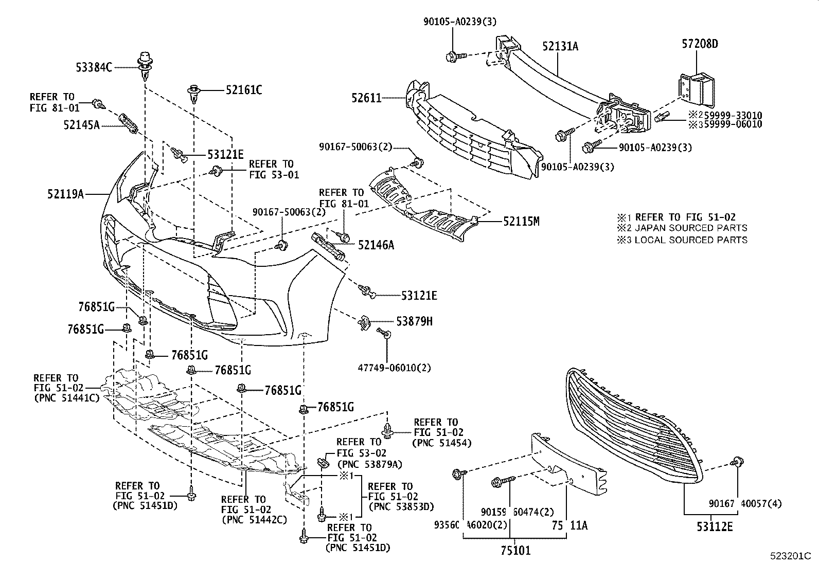 57208-06020 SPACER SUB-ASSY, FRONT BUMPER SUPPORT, NO.2 product image