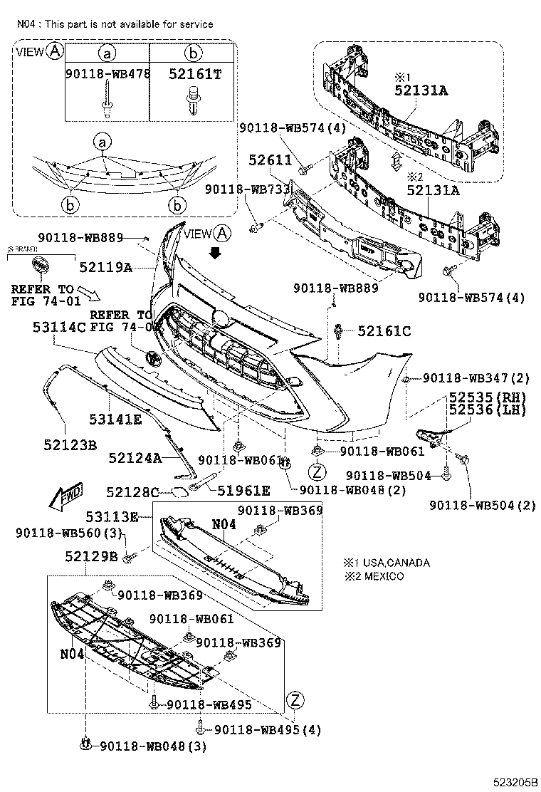 Toyota 52611-WB002 ABSORBER, FRONT BUMPER ENERGY