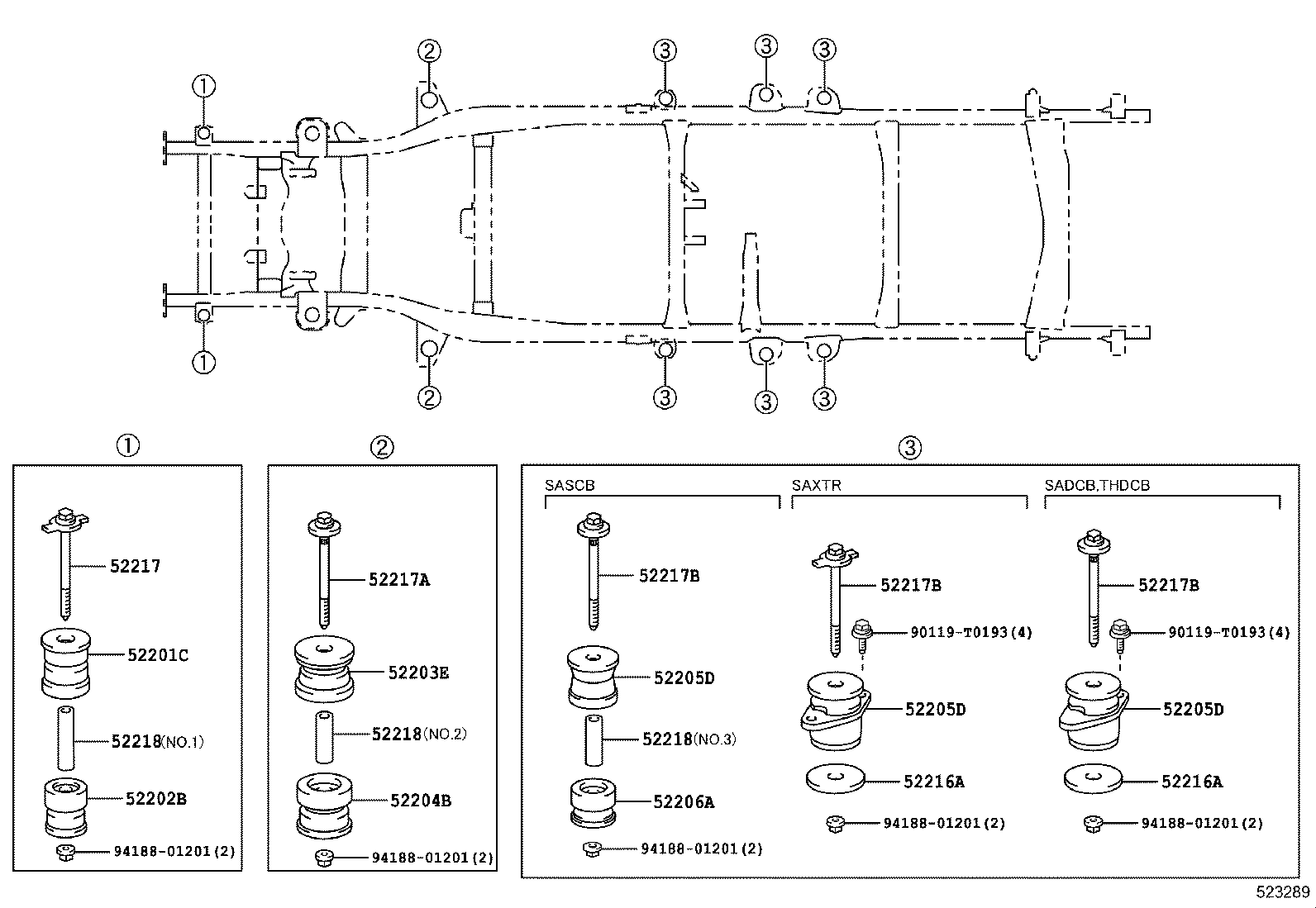 52206-0K080 CUSHION SUB-ASSY, CAB MOUNTING, NO.3 LOWER product image