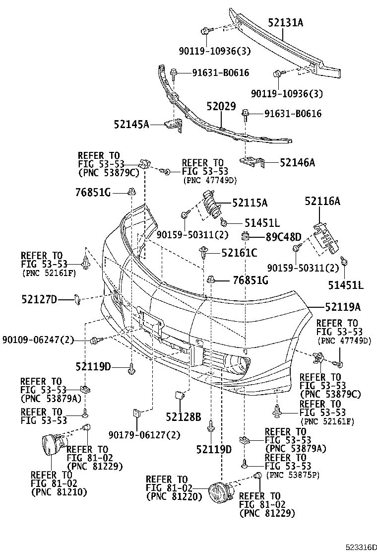 52128-58040-A0 COVER, FRONT BUMPER HOLE, LH product image