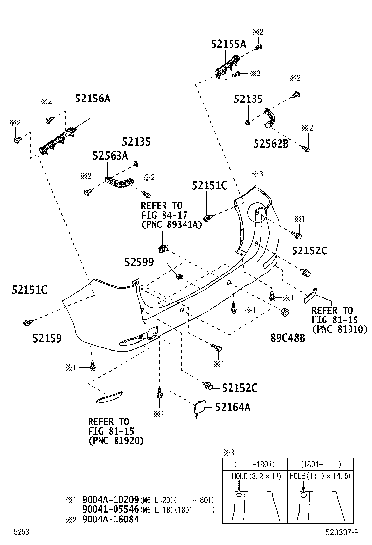 Toyota 90044-67499 STOPPER, REAR BUMPER, UPPER
