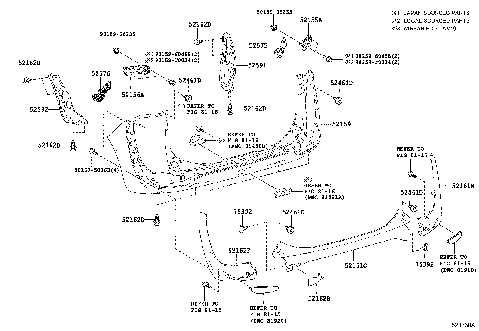 52575-0D280 RETAINER, REAR BUMPER SIDE, RH product image