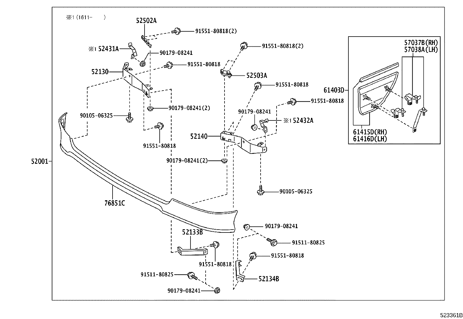52015-37030 BRACKET SUB-ASSY, FRONT BUMPER, RH product image