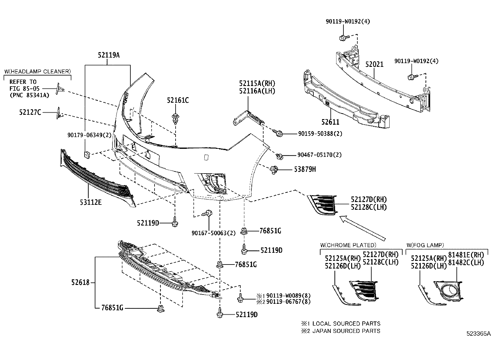 52618-02080 ABSORBER, FRONT BUMPER, LOWER product image