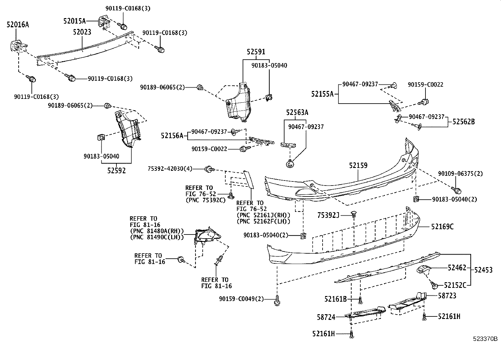 52016-0R010 ARM SUB-ASSY, REAR BUMPER, LH product image