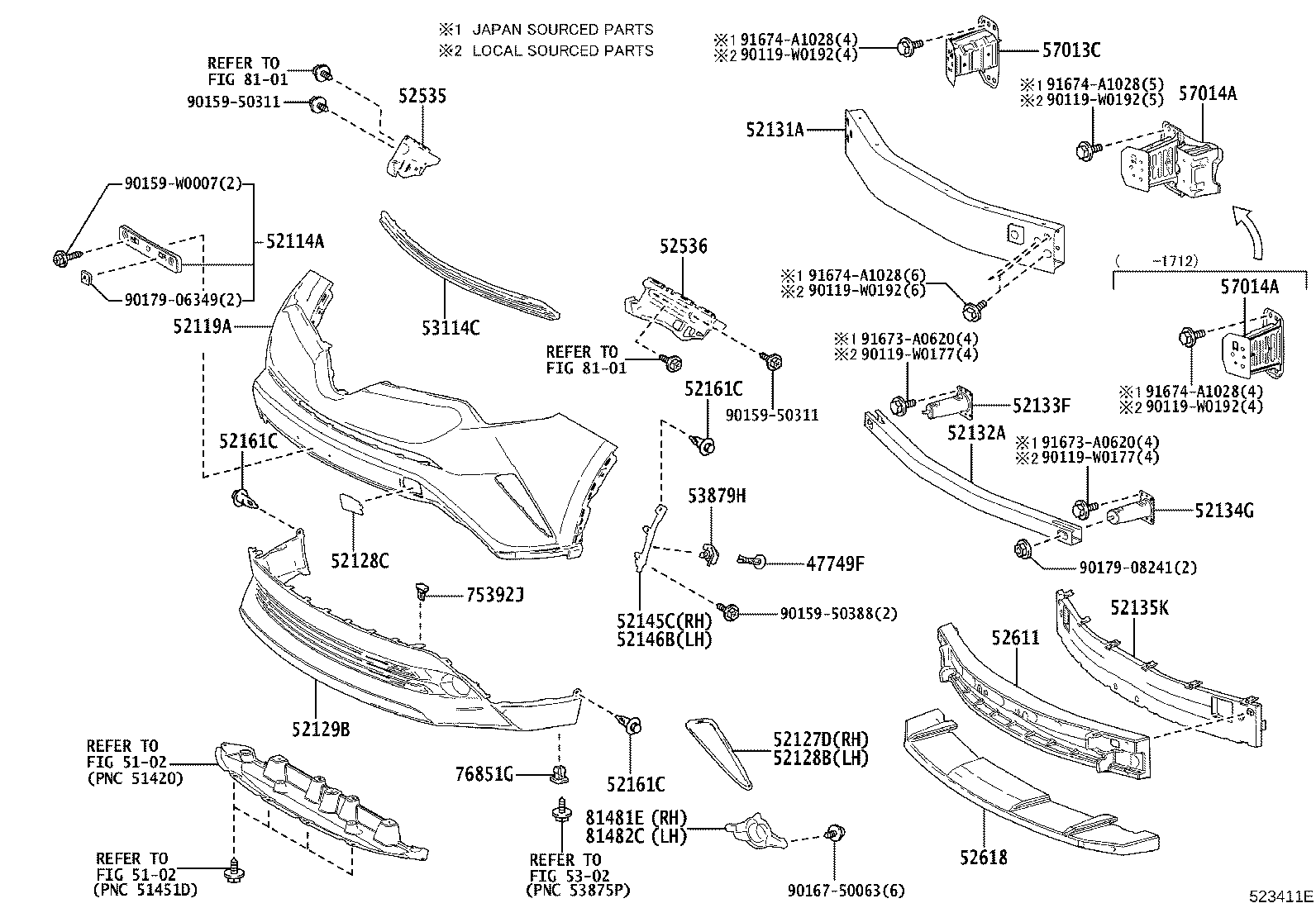 Toyota 52535-F4010 RETAINER, FRONT BUMPER SIDE, RH