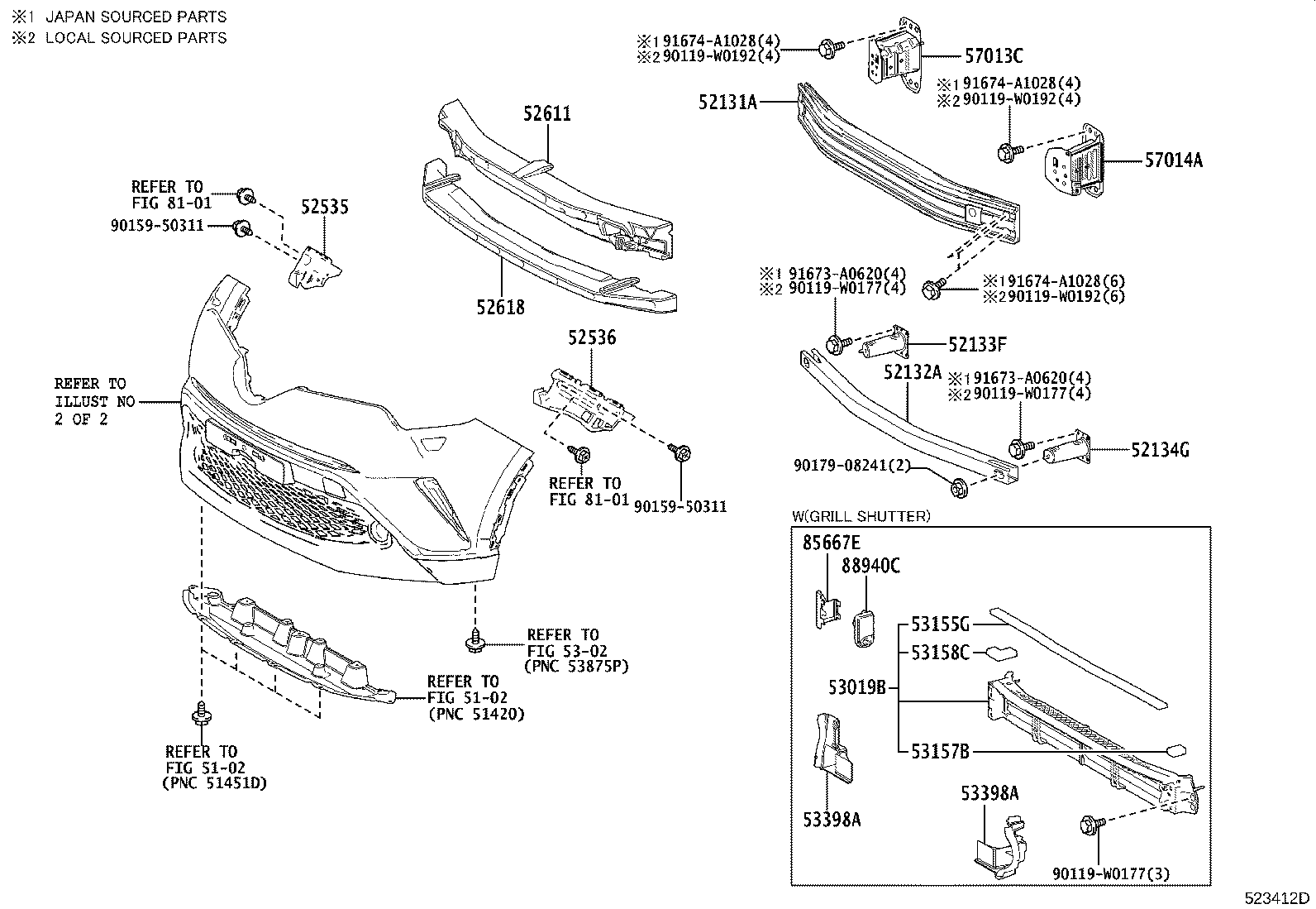 Toyota 52611-F4080 ABSORBER, FRONT BUMPER ENERGY
