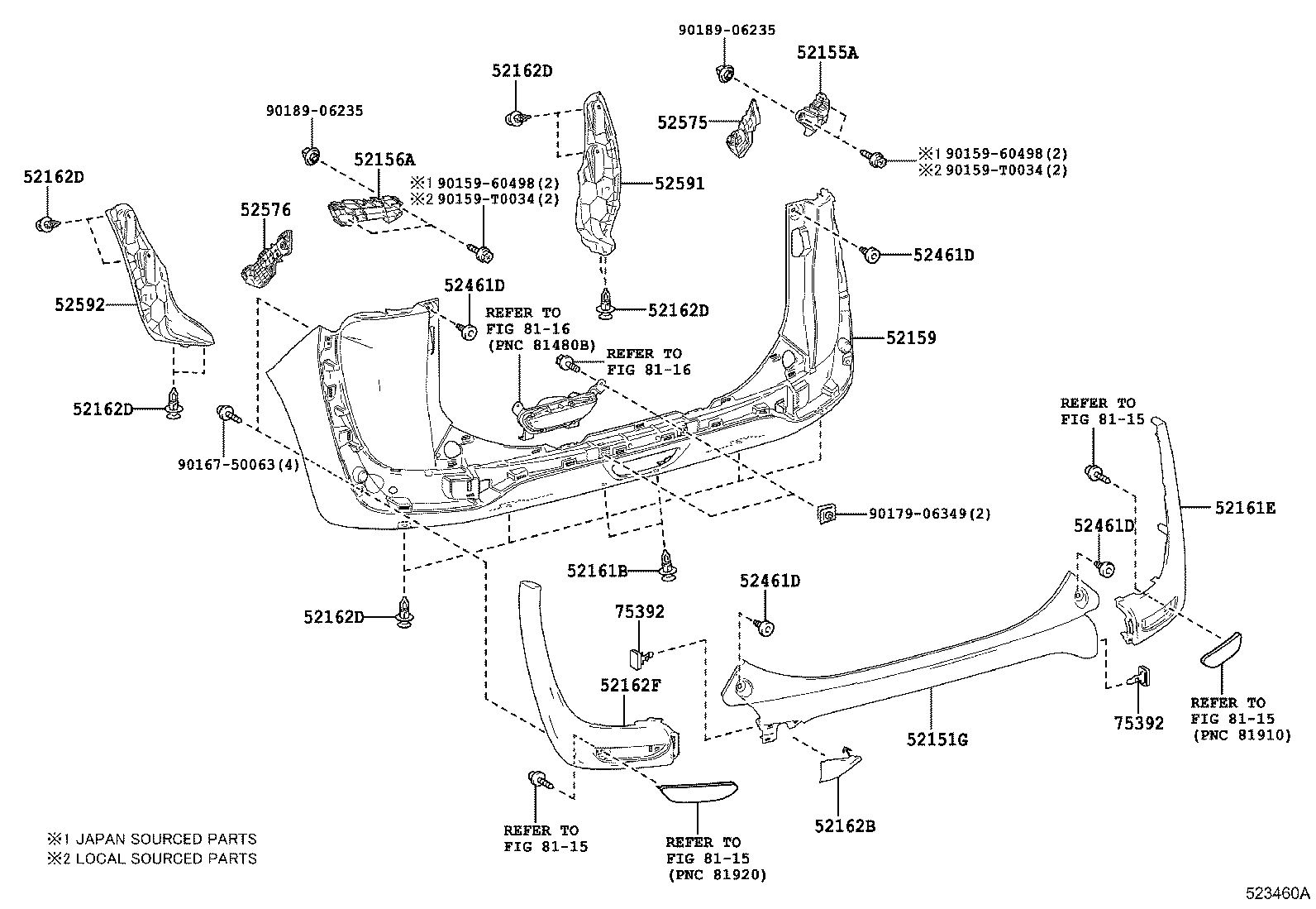 52162-0D070 PLATE, REAR BUMPER, NO.1 product image