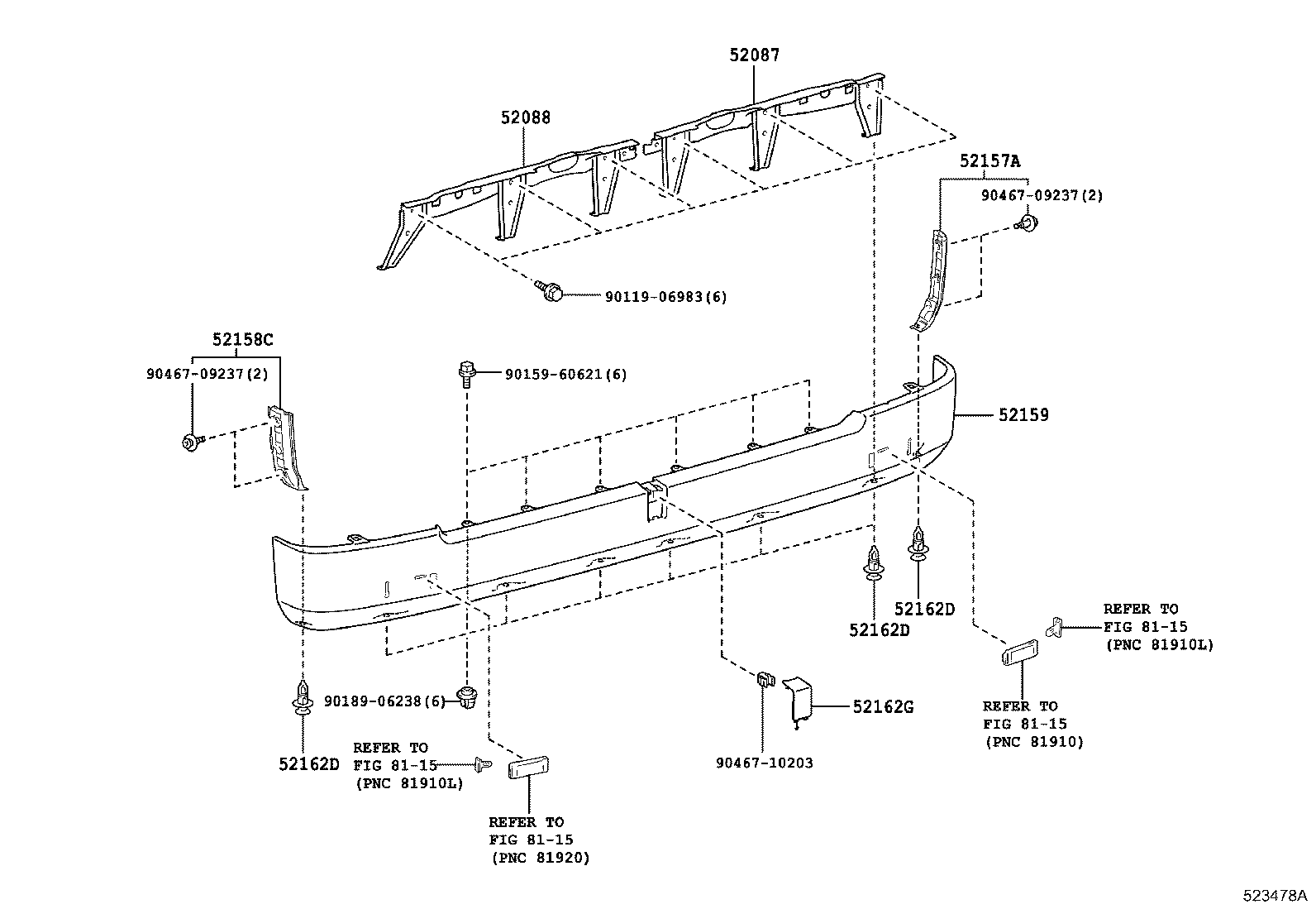 52165-36901 COVER, REAR BUMPER, UPR RH product image