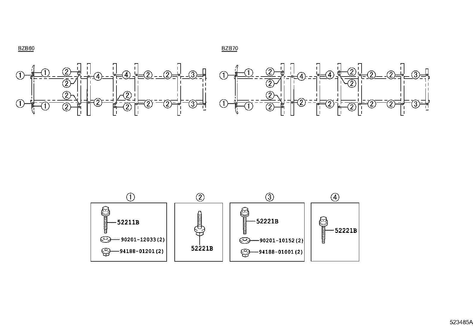 91673-L1235 BOLT(FOR BODY MOUNTING NO.1 CUSHION) product image