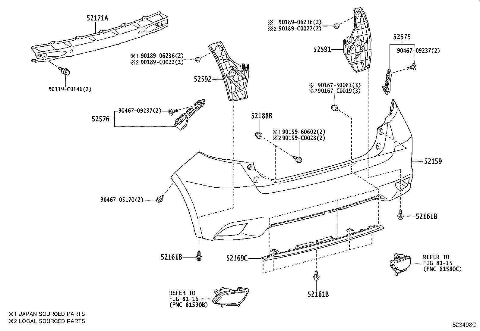 52575-0D150 RETAINER, REAR BUMPER SIDE, RH product image