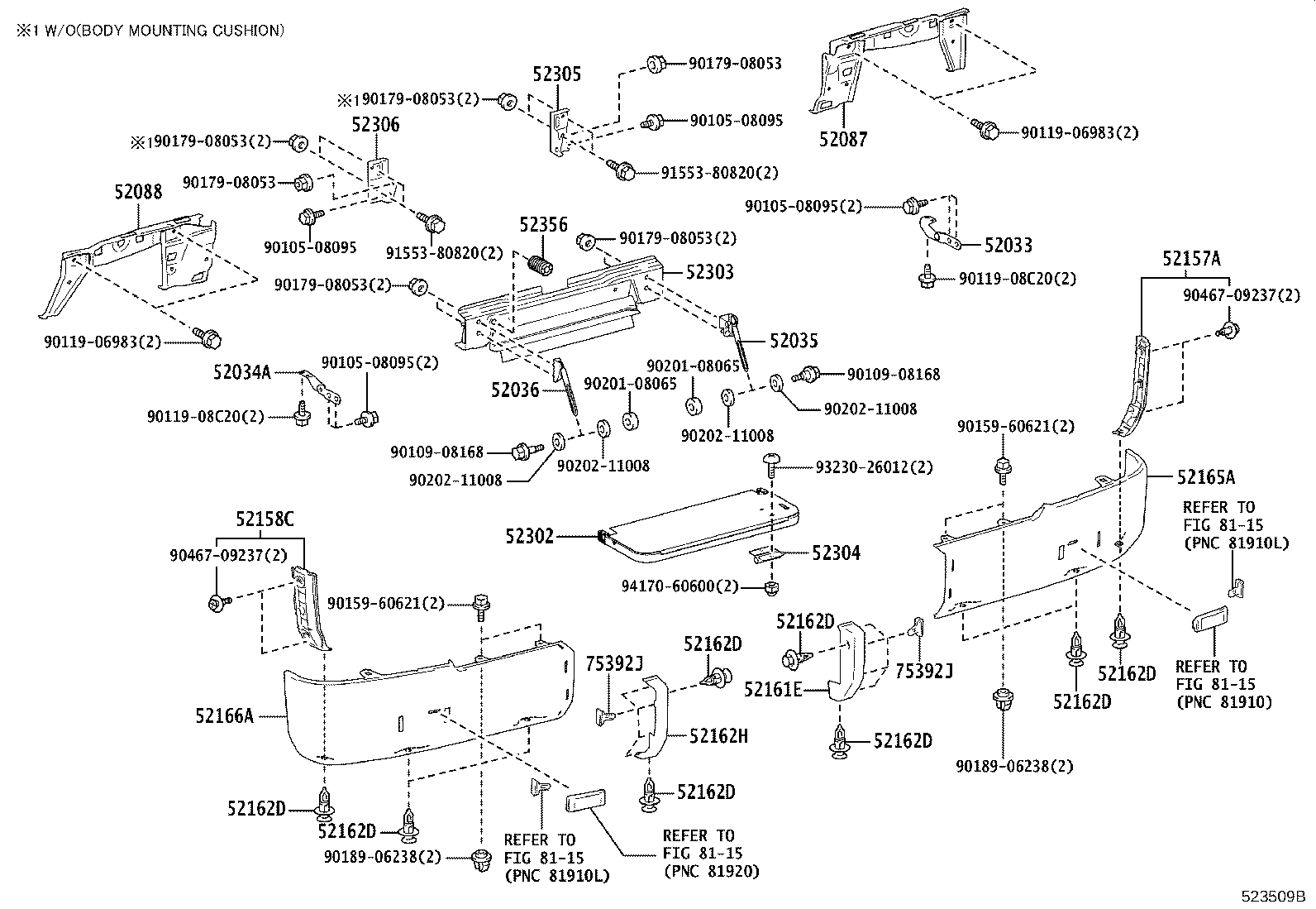 52165-36901 COVER, REAR BUMPER, UPR RH product image