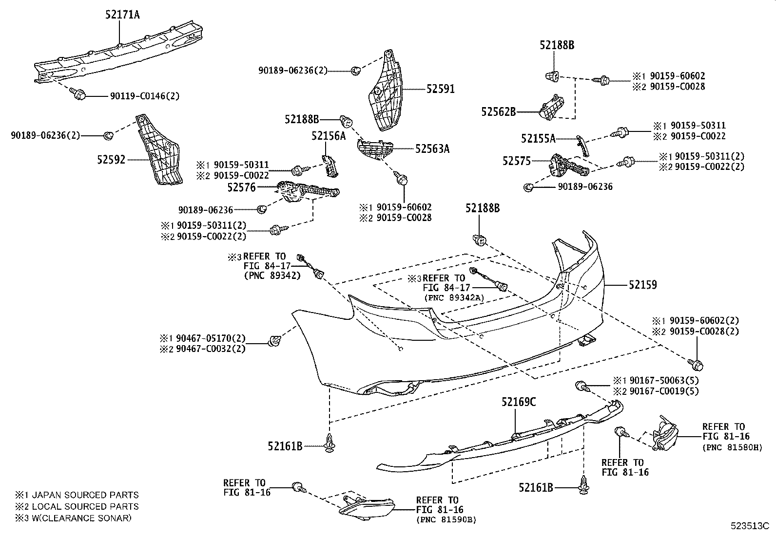 52161-02040 PIECE, REAR BUMPER product image