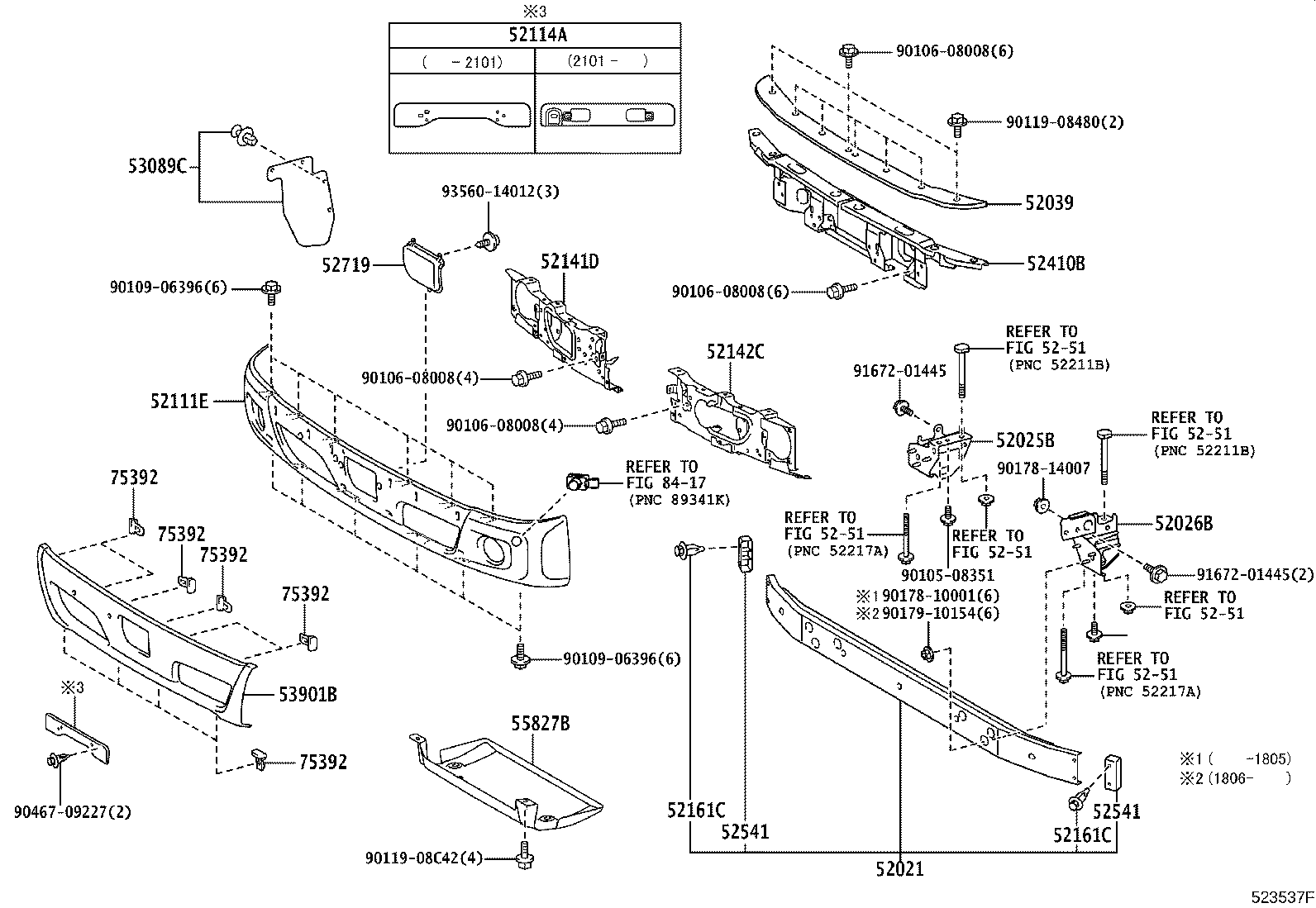 52015-37030 BRACKET SUB-ASSY, FRONT BUMPER, RH product image