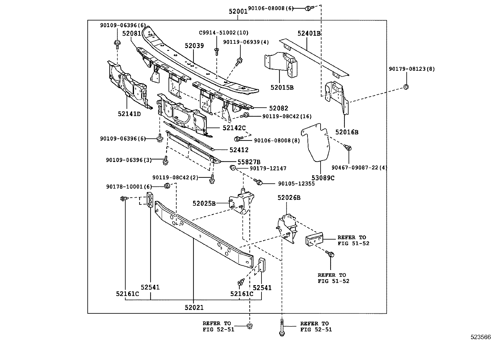 52015-37030 BRACKET SUB-ASSY, FRONT BUMPER, RH product image