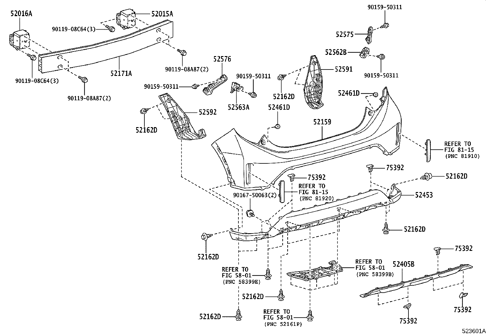 52171-52190 REINFORCEMENT, REAR BUMPER, NO.1 product image