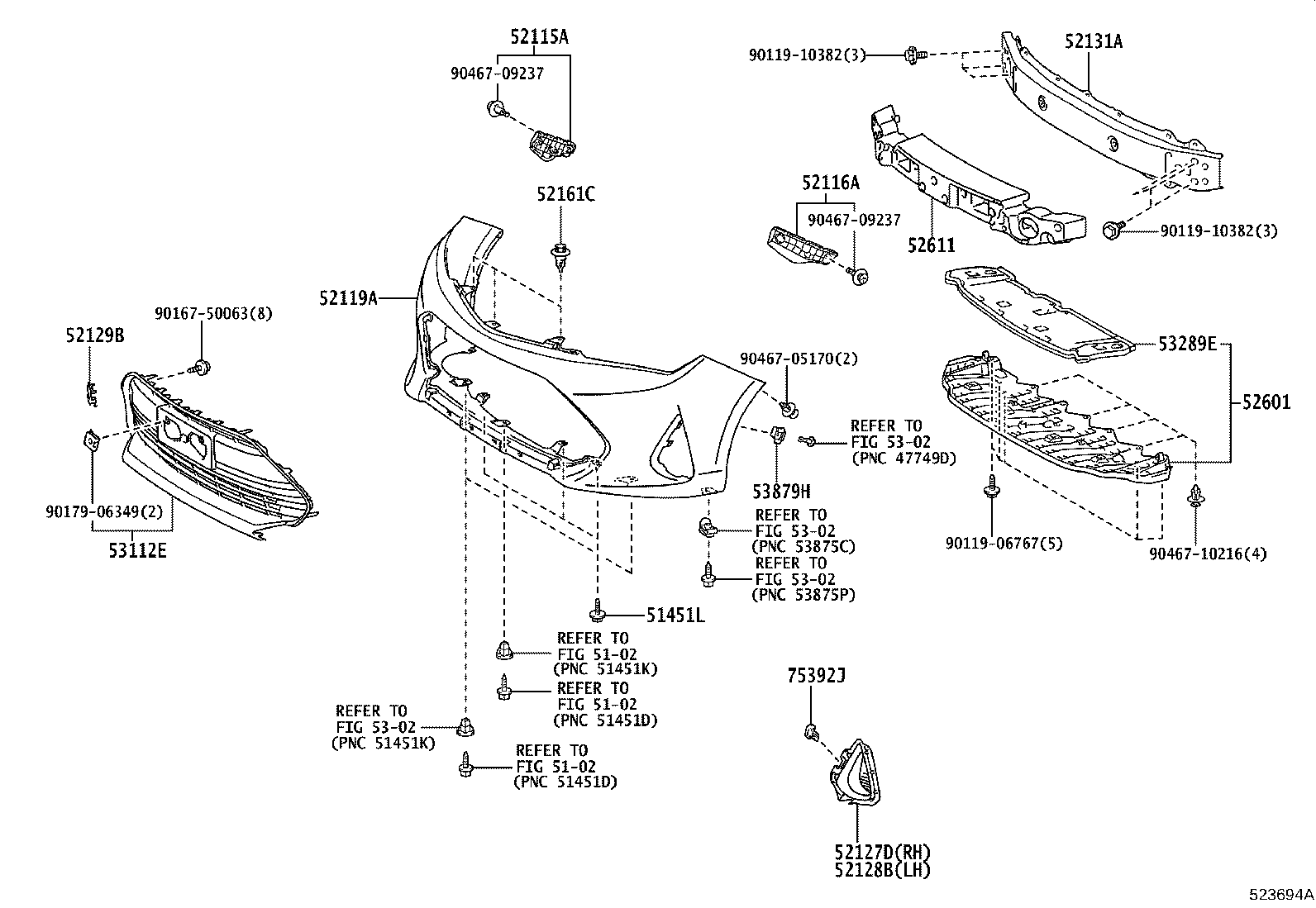 52128-12280 COVER, FRONT BUMPER HOLE, LH product image