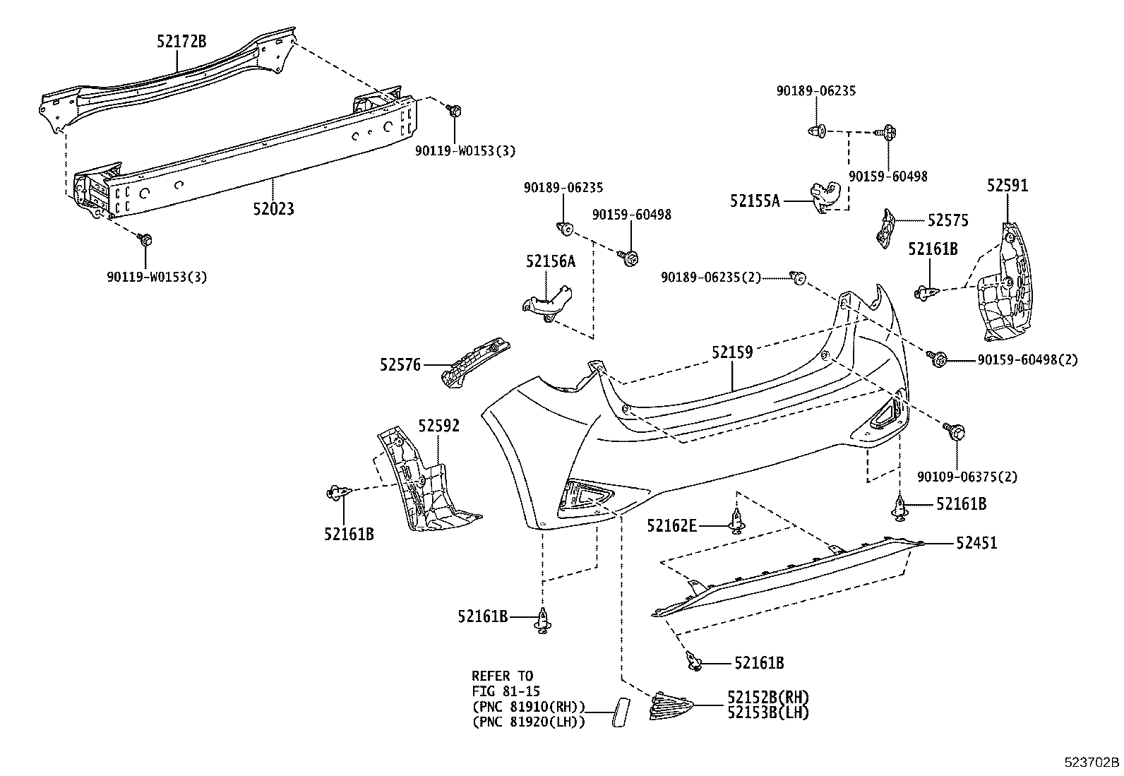 52172-52050 REINFORCEMENT, REAR BUMPER, NO.2 product image