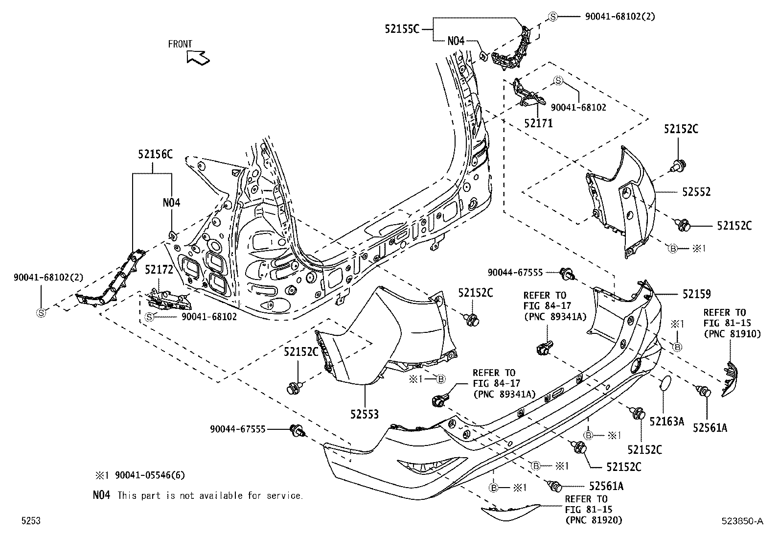 52565-BZ040 RETAINER, REAR BUMPER SIDE, RH product image