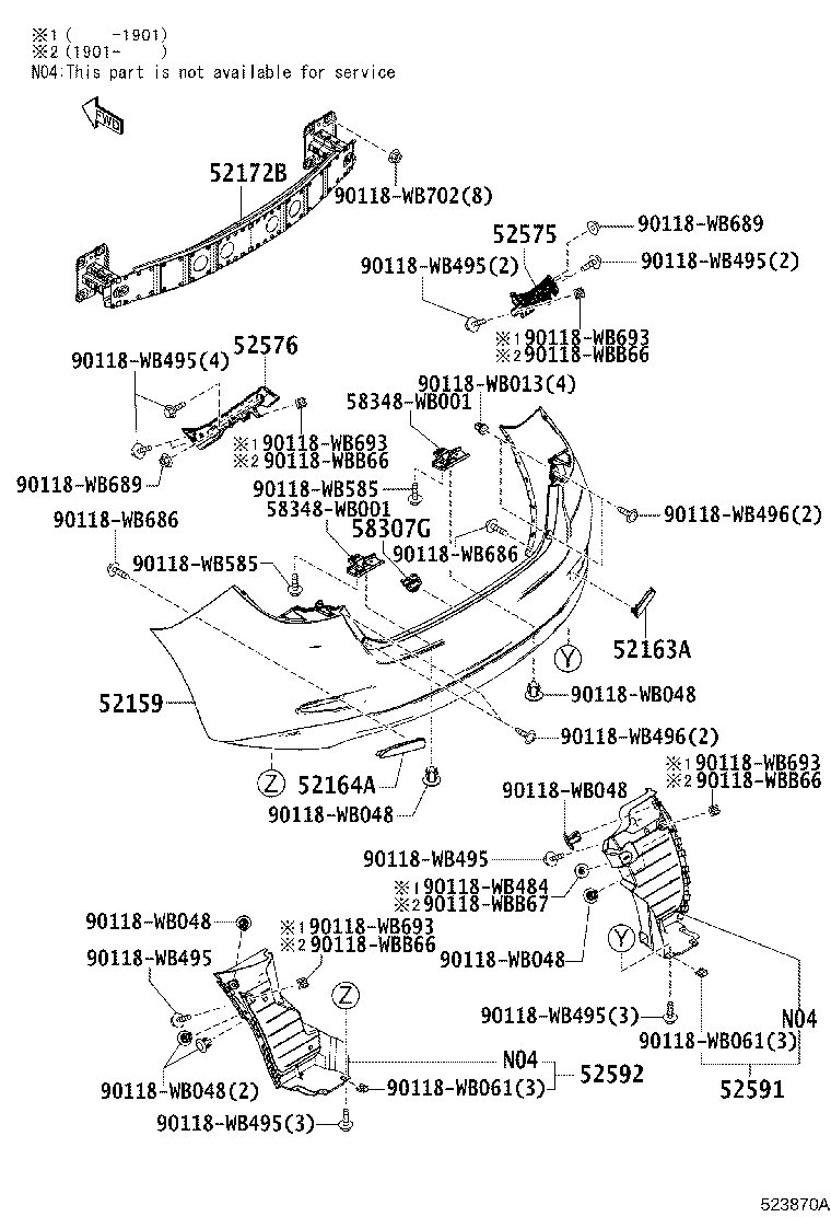52575-WB002 RETAINER, REAR BUMPER SIDE, RH product image