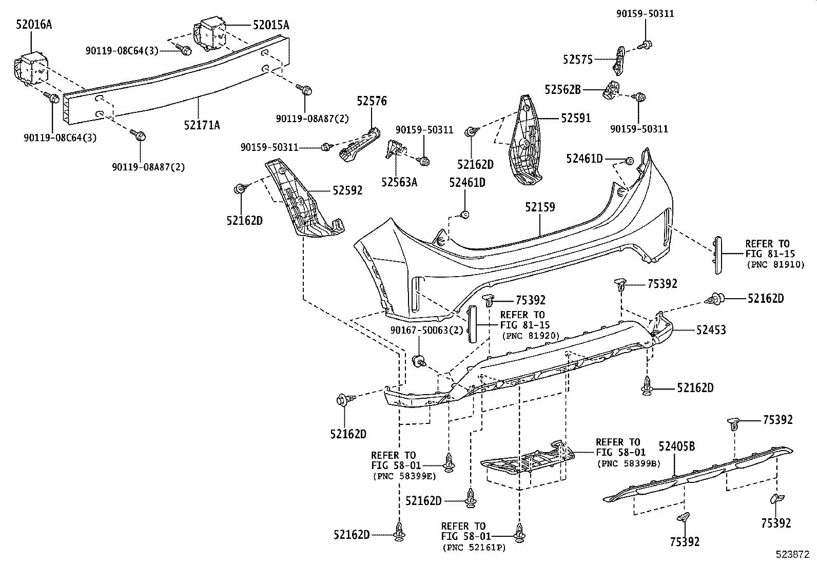 52405-52030 GUARD SUB-ASSY, REAR BUMPER product image