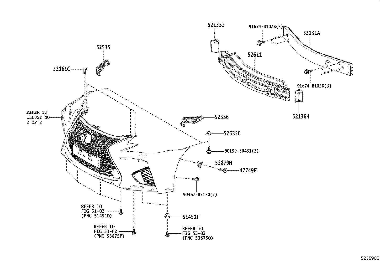 52535-30280 RETAINER, FRONT BUMPER SIDE, RH product image