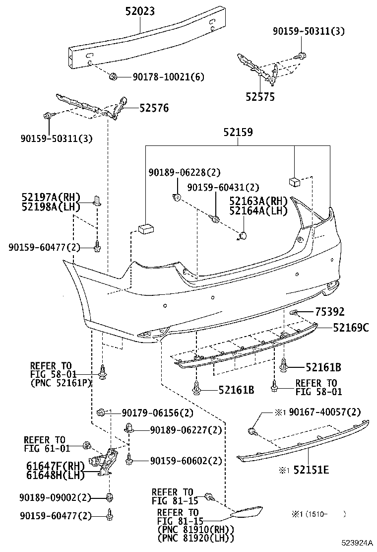 52164-33020-B2 PLATE, REAR BUMPER, LH product image