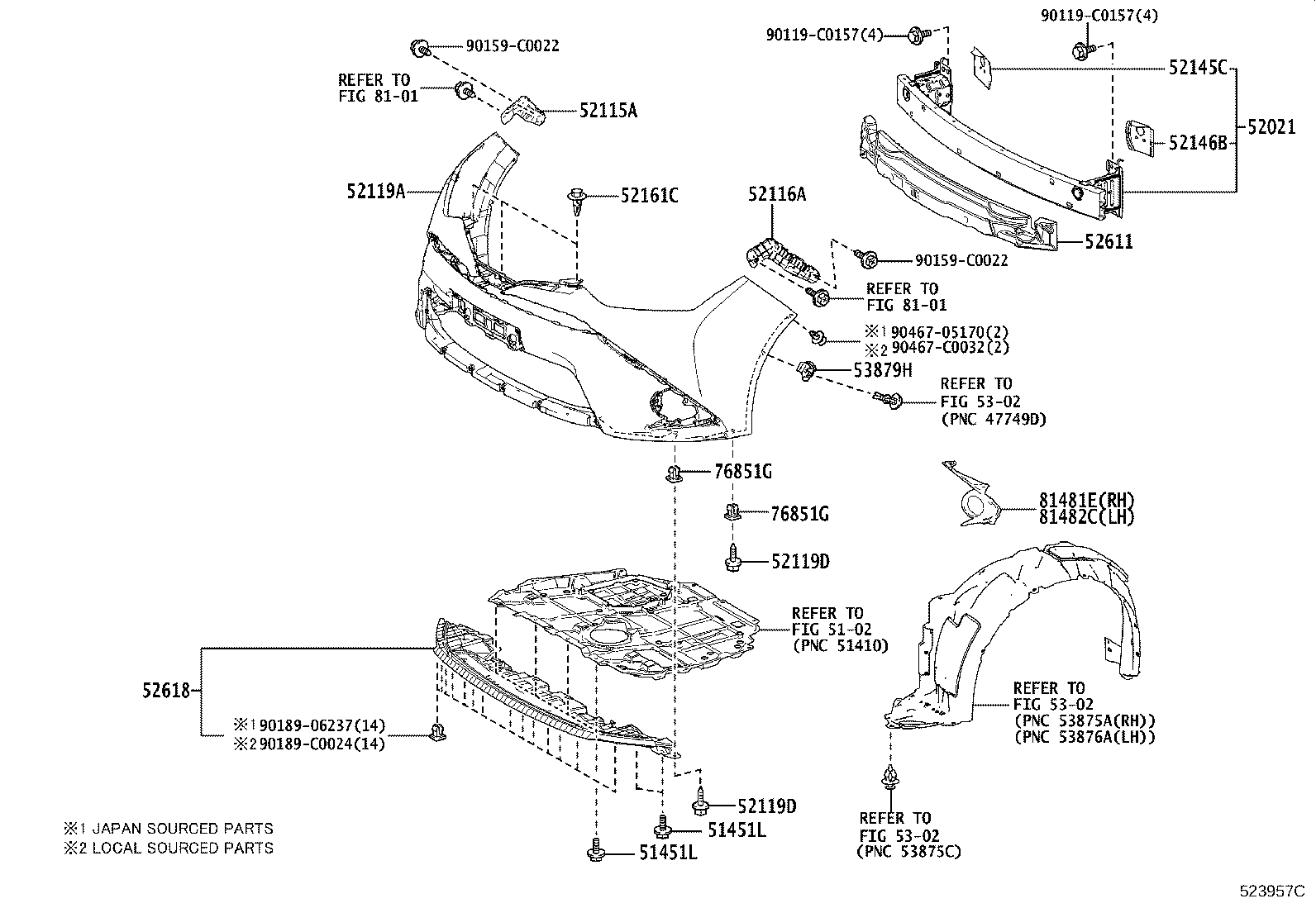 52712-02150 MOULDING, FRONT BUMPER SIDE, RH product image