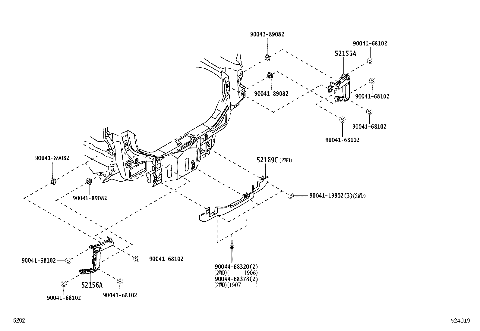 52155-B2310 SUPPORT, REAR BUMPER SIDE, RH product image