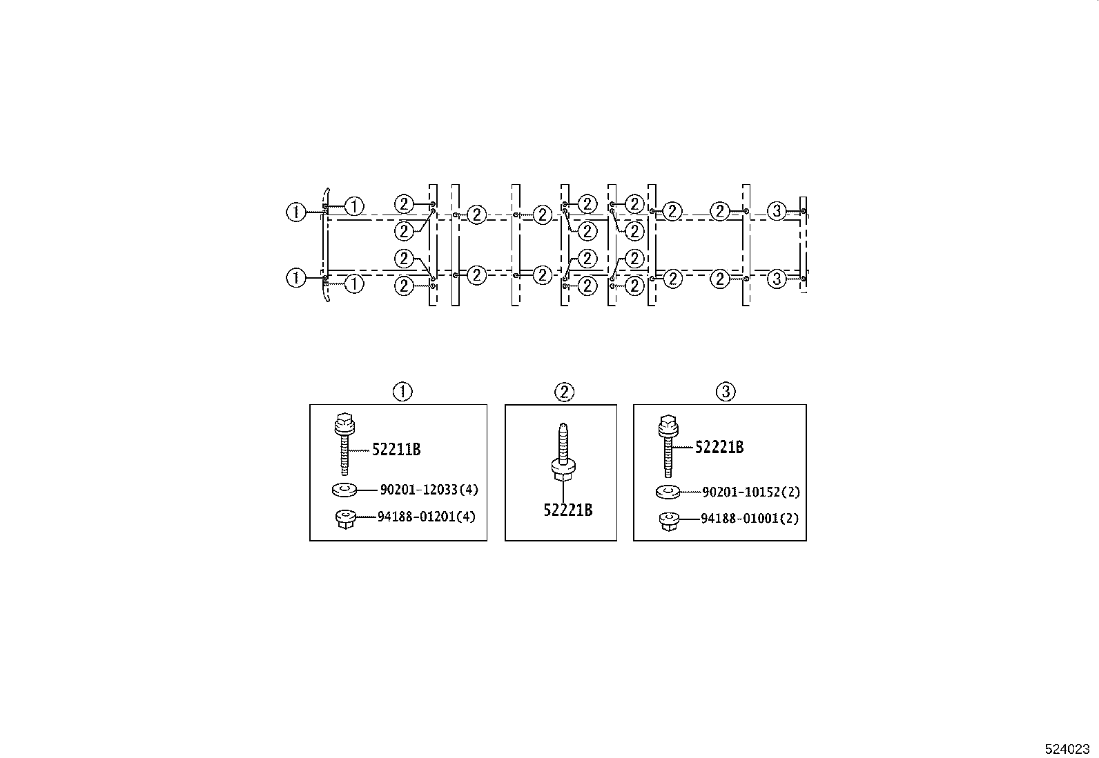 91673-L1235 BOLT(FOR BODY MOUNTING NO.1 CUSHION) product image