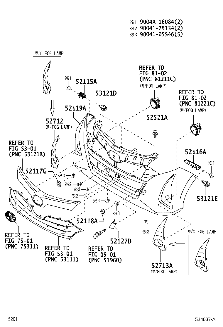 52715-BZ050 INSERT, FRONT BUMPER EXTENSION, NO.2 RH product image