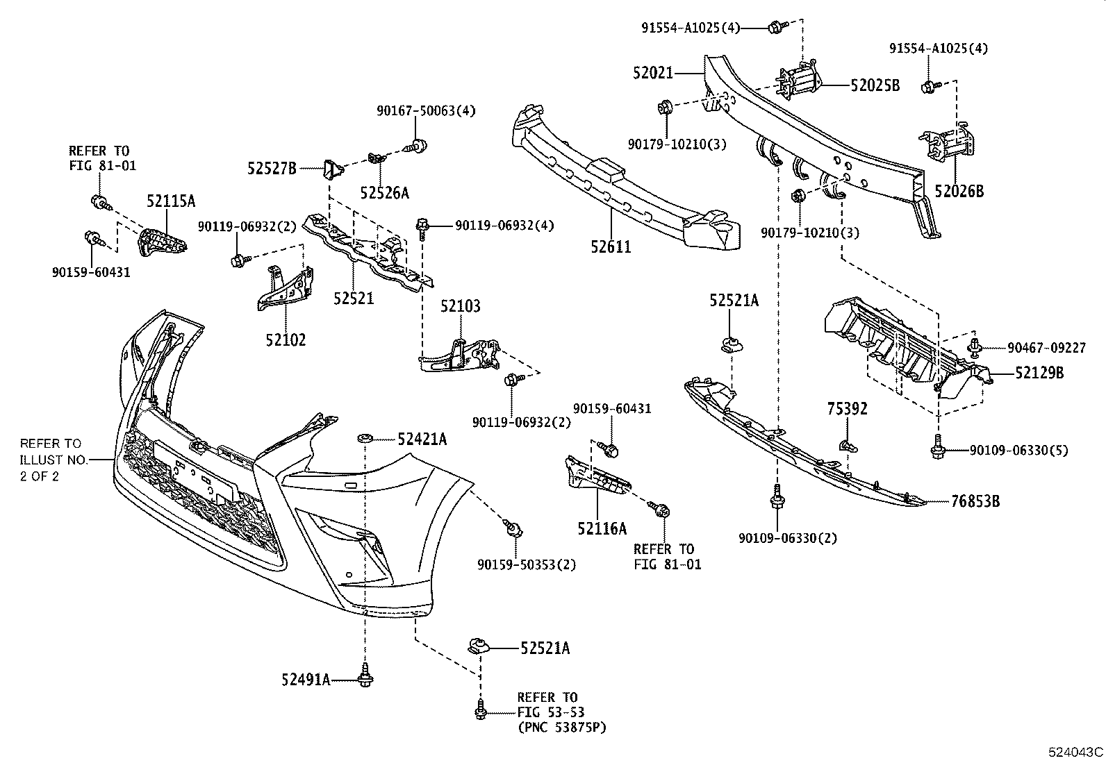 52021-60221 REINFORCEMENT SUB-ASSY, FRONT BUMPER product image