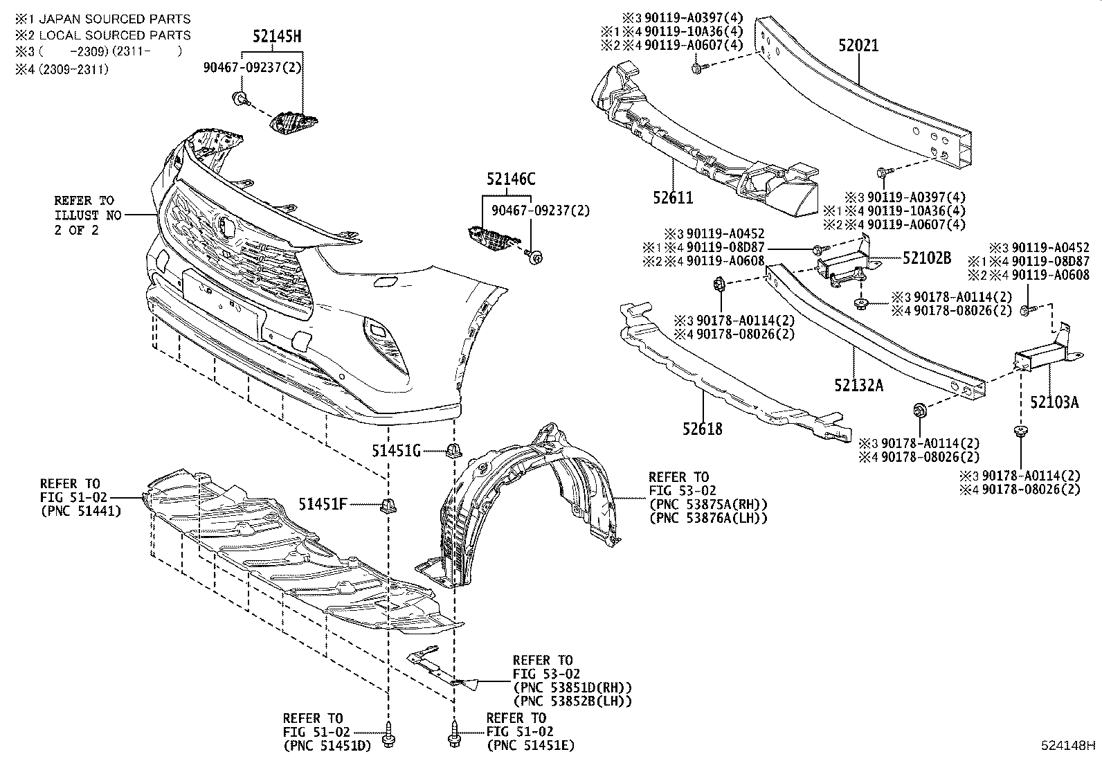 52103-0E010 EXTENSION SUB-ASSY, FRONT BUMPER, LH product image
