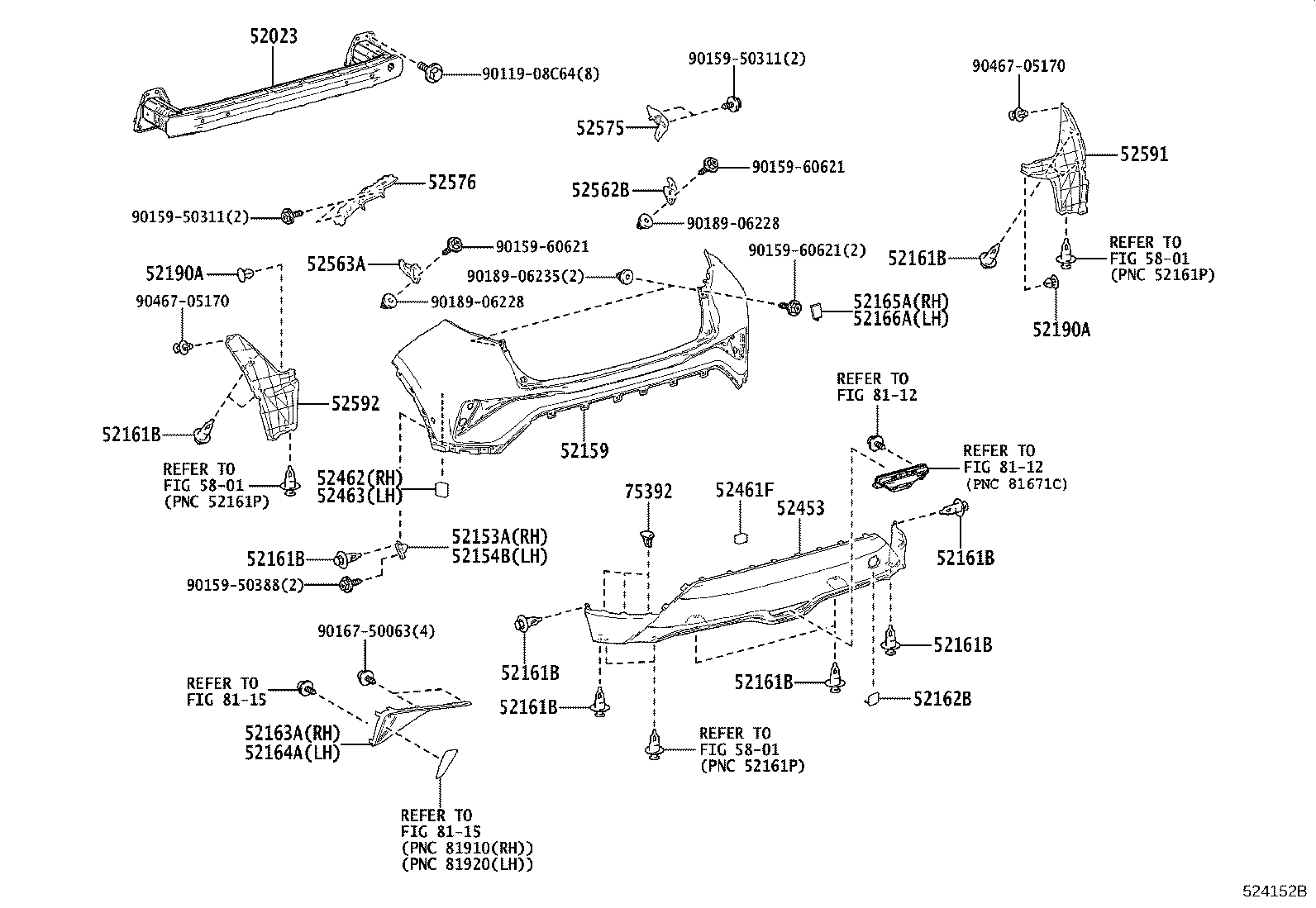 52154-10020 STAY, REAR BUMPER SIDE, LH product image