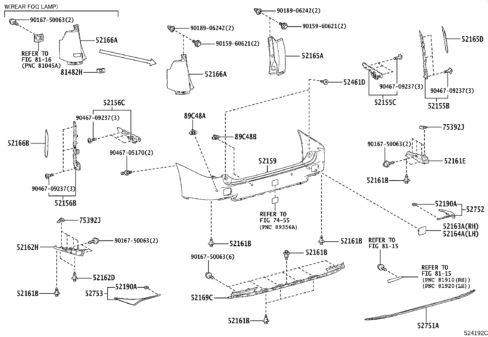 52155-58090 SUPPORT, REAR BUMPER SIDE, NO.2 RH product image