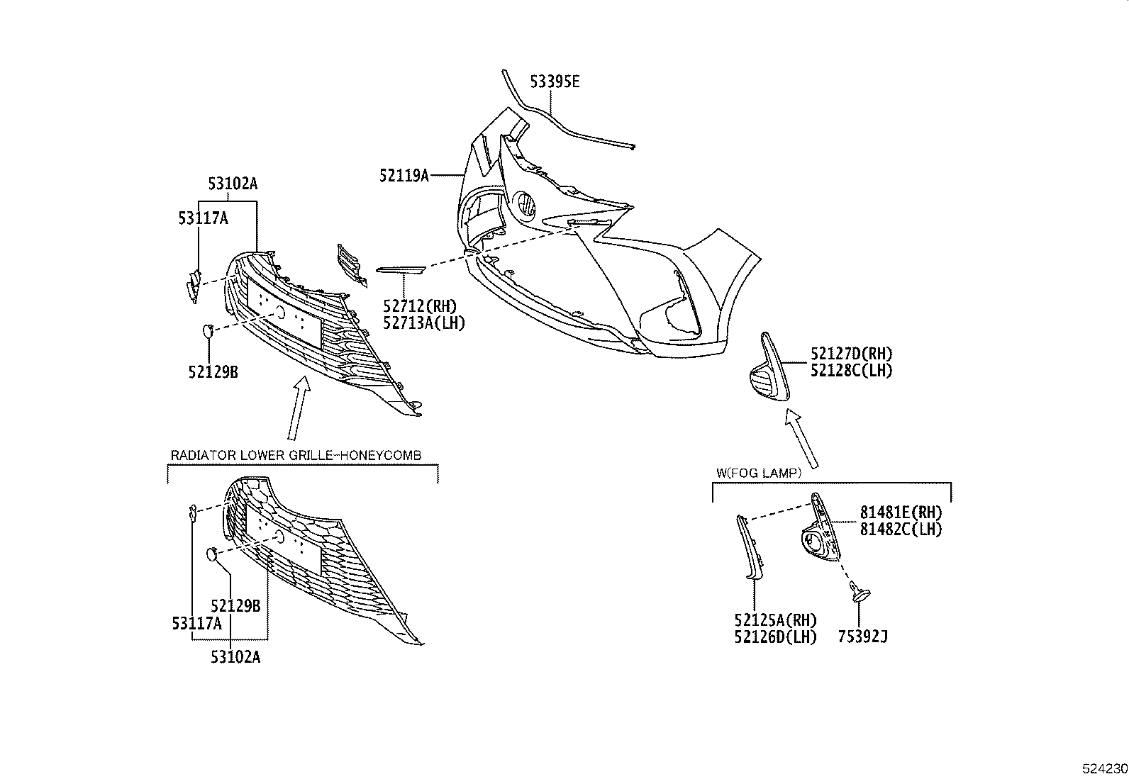 53102-0D150 GRILLE SUB-ASSY, RADIATOR, LWR product image