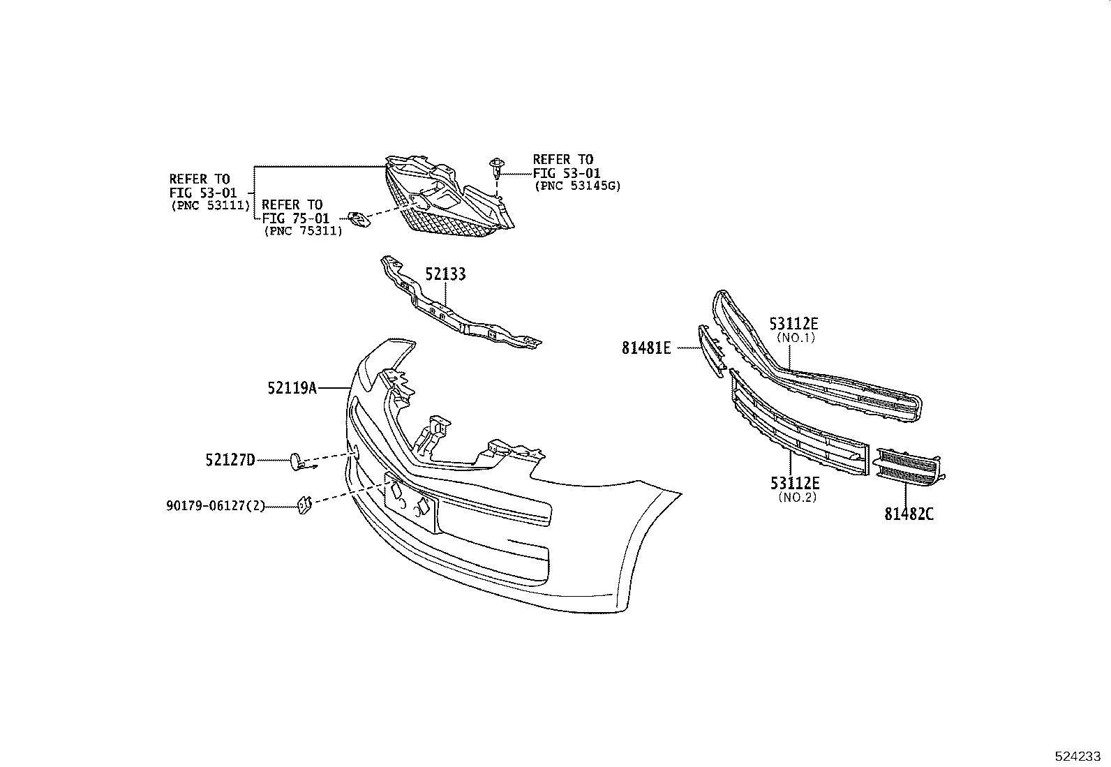 52127-52340-C0 COVER, FRONT BUMPER HOLE, RH product image
