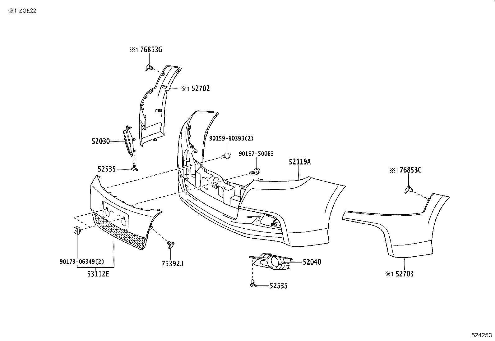 52127-68060 COVER, FRONT BUMPER HOLE, RH product image