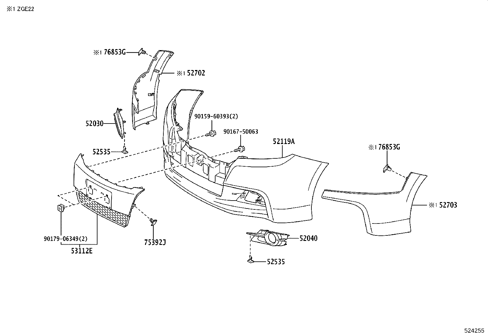 52127-68060 COVER, FRONT BUMPER HOLE, RH product image