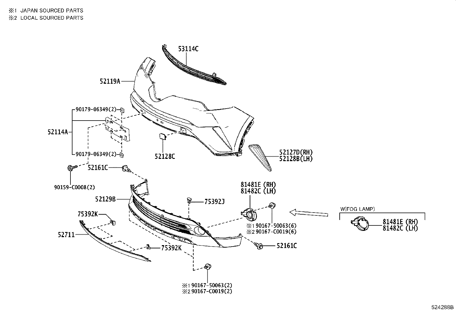 52127-F4290 COVER, FRONT BUMPER HOLE, RH product image